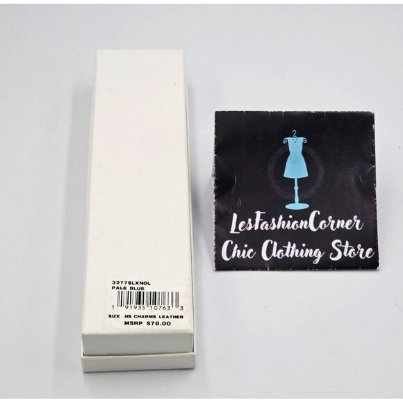 NWB Michael Kors Mercer Lock Tassel Key Charm Leather Pale Blue 2857 - Picture 7 of 8